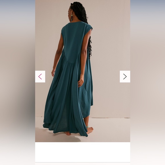 NWOT Free People Madelyn Midi teal dress L - Picture 3 of 5